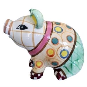 Handpainted Multi Color Polka Dot Ceramic Piggy Bank